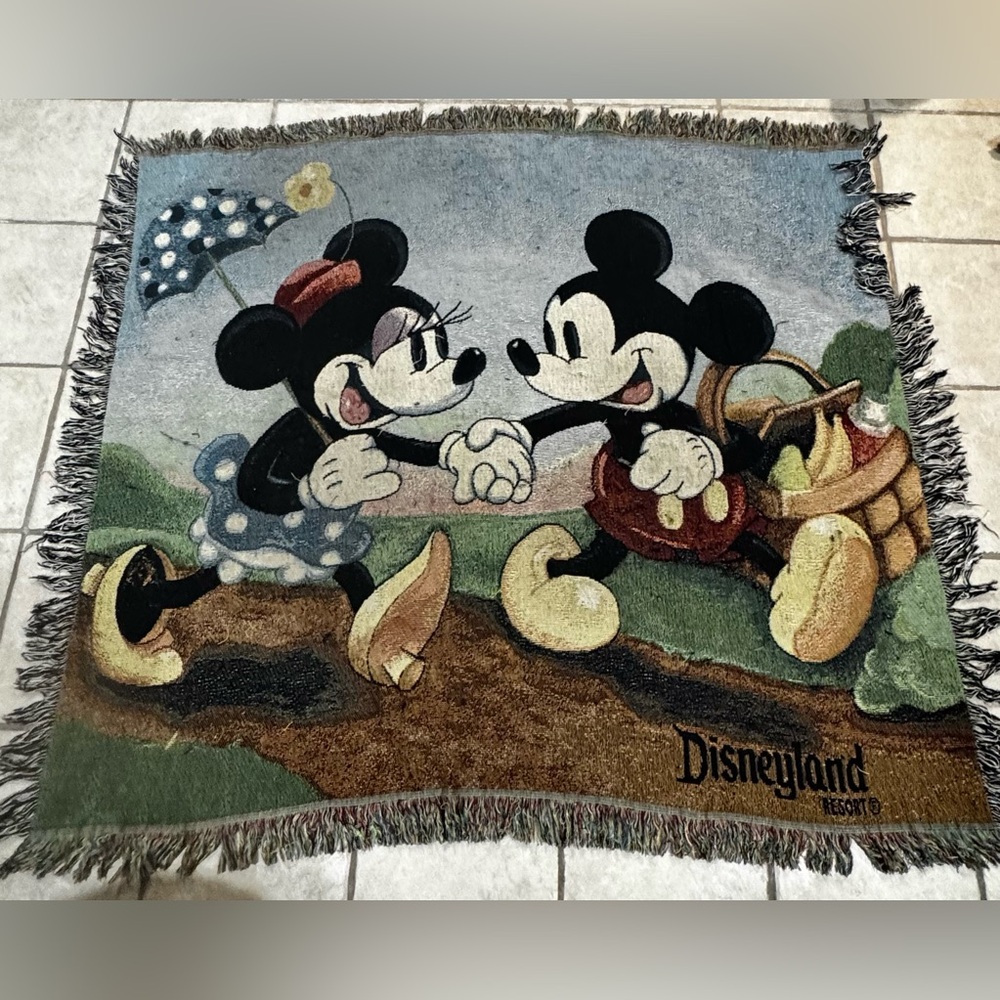 Mickey & Minnie Disney World Woven Throw Blanket Tapestry 60”x50”